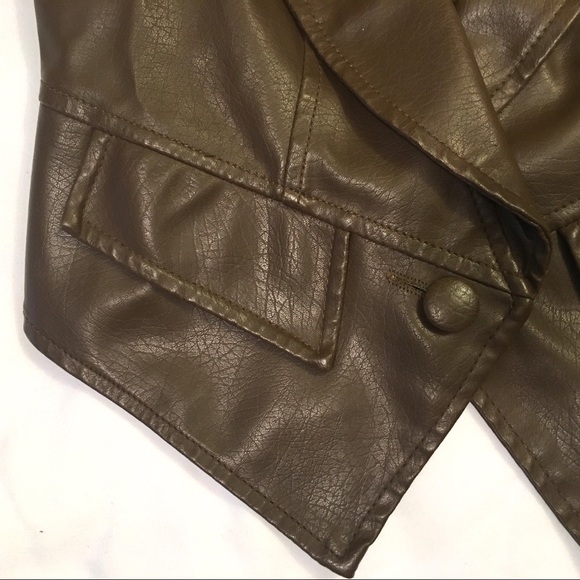 Brown Earth Tone Double Breasted Faux Leather Vest - Picture 3 of 7